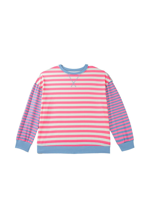 Striped Crewneck Long Sleeve Shift Tunic Sweatshirt