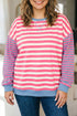 Striped Crewneck Long Sleeve Shift Tunic Sweatshirt