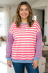 Striped Crewneck Long Sleeve Shift Tunic Sweatshirt