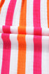 Striped Crinkle Gauze V Neck Button Front Blouse