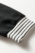 Striped Cuff Polo Collar Patchwork Ruffle Hem Mini Dress