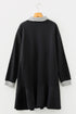Striped Cuff Polo Collar Patchwork Ruffle Hem Mini Dress