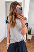 Striped Cuffed Sleeve Button Detail Loose Fit Tee