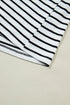 Striped Cuffed Sleeve Button Detail Loose Fit Tee