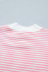 Striped Cuffed Sleeve Contrast Mock Neck Two Piece Short Set