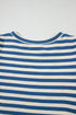 Striped Cursive Graphic Puff Sleeve Knit T-Shirt
