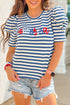 Striped Cursive Graphic Puff Sleeve Knit T-Shirt
