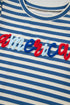 Striped Cursive Graphic Puff Sleeve Knit T-Shirt