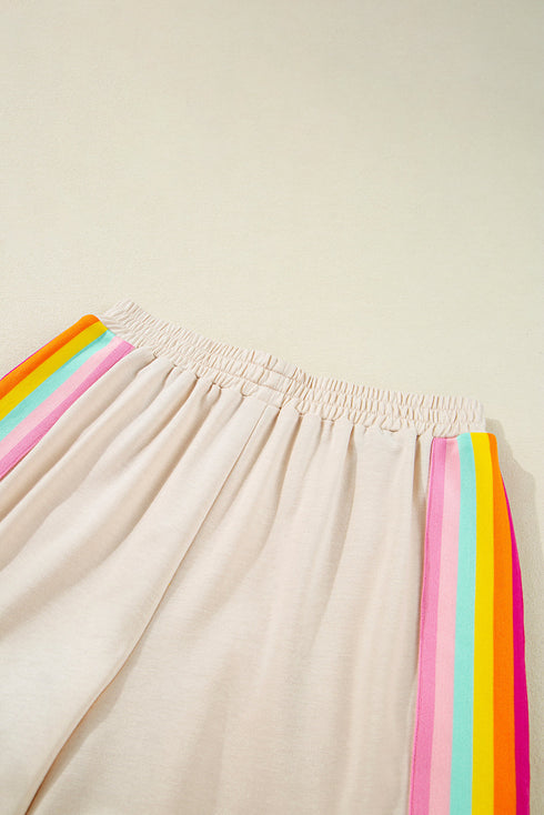 Striped Detail Casual Athleisure Two Piece Short Sets
