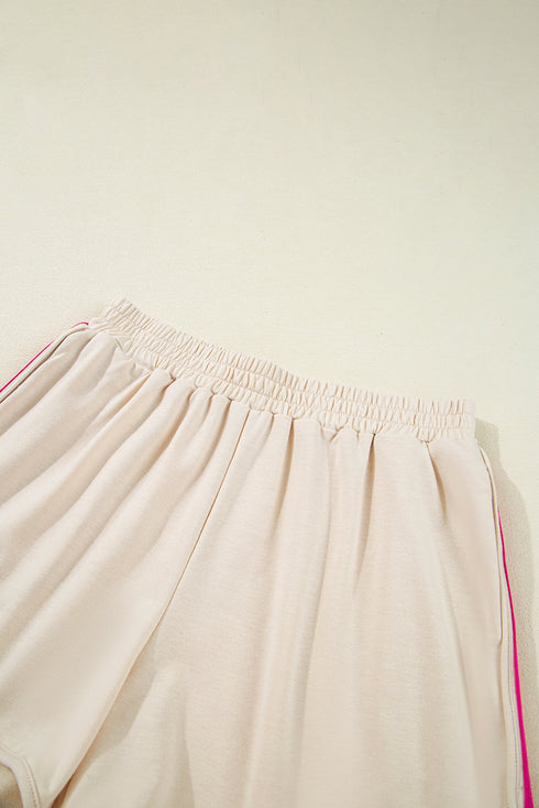 Striped Detail Casual Athleisure Two Piece Short Sets