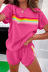 Striped Detail Casual Athleisure Two Piece Short Sets
