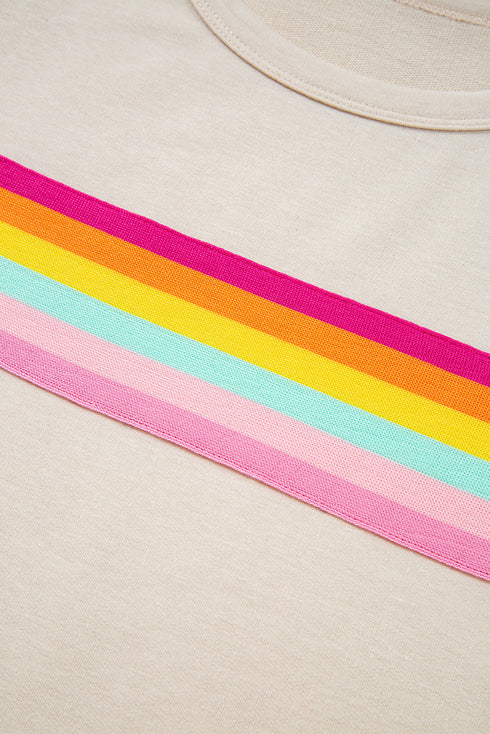 Striped Detail Casual Athleisure Two Piece Short Sets