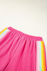 Striped Detail Casual Athleisure Two Piece Short Sets