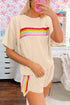 Striped Detail Casual Athleisure Two Piece Short Sets