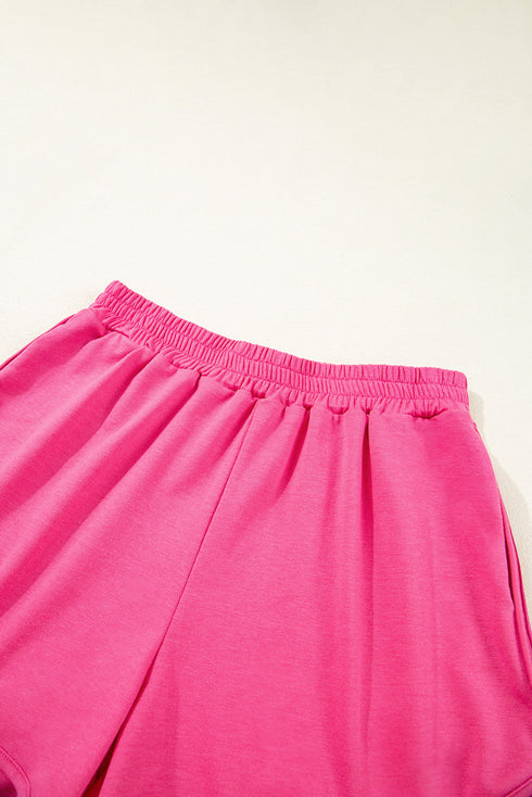 Striped Detail Casual Athleisure Two Piece Short Sets