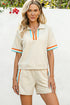 Striped Detail Half Zip Polo Loose Short Set