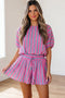 Striped Dolman Sleeve Drawstring Elastic Waist Loose Short Set
