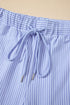 Striped Dolman Sleeve Polo Shirt And Drawstring Short Set