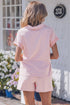 Striped Dolman Sleeve Polo Shirt And Drawstring Short Set
