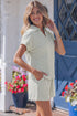 Striped Dolman Sleeve Polo Shirt And Drawstring Short Set