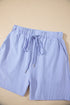 Striped Dolman Sleeve Polo Shirt And Drawstring Short Set
