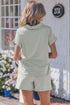 Striped Dolman Sleeve Polo Shirt And Drawstring Short Set