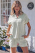 Striped Dolman Sleeve Polo Shirt And Drawstring Short Set