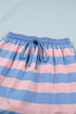 Striped Dolman Tee And Drawstring Skort Athletic Short Set