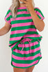 Striped Dolman Tee And Drawstring Skort Athletic Short Set