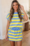 Striped Dolman Tee And Drawstring Skort Athletic Short Set