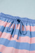 Striped Dolman Tee And Drawstring Skort Athletic Short Set