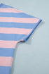 Striped Dolman Tee And Drawstring Skort Athletic Short Set