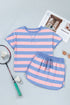 Striped Dolman Tee And Drawstring Skort Athletic Short Set
