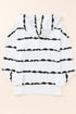 Striped Drawstring Button Long Sleeve Hoodie
