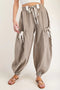 Striped Drawstring Cargo Jogger Utility Pants