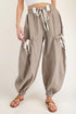 Striped Drawstring Cargo Jogger Utility Pants