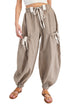 Striped Drawstring Cargo Jogger Utility Pants