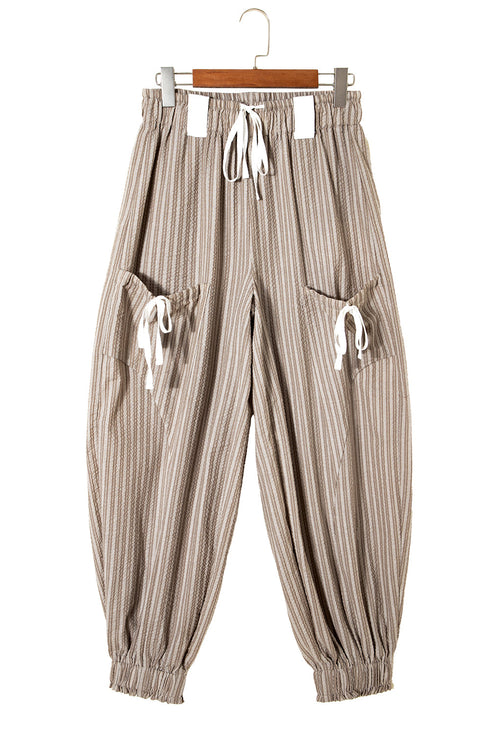 Striped Drawstring Cargo Jogger Utility Pants