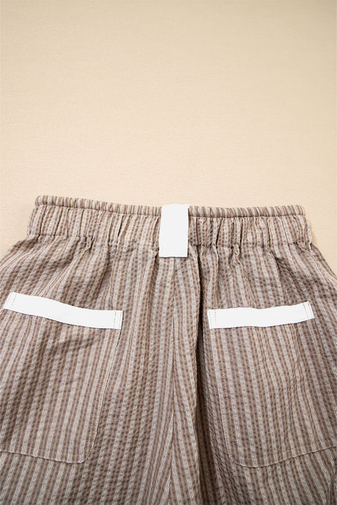 Striped Drawstring Cargo Jogger Utility Pants