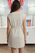 Striped Drawstring Pocket Tunic Tank Bodycon Mini Dress