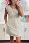 Striped Drawstring Pocket Tunic Tank Bodycon Mini Dress