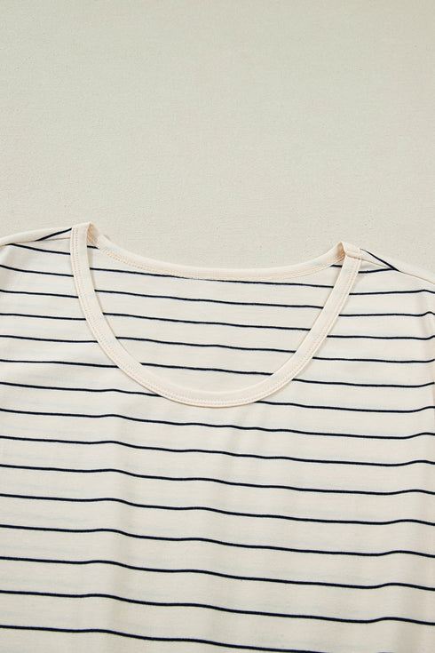 Striped Drawstring Pocket Tunic Tank Bodycon Mini Dress
