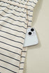Striped Drawstring Pocket Tunic Tank Bodycon Mini Dress