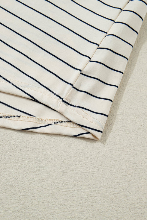 Striped Drawstring Pocket Tunic Tank Bodycon Mini Dress