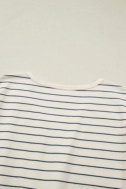 Striped Drawstring Pocket Tunic Tank Bodycon Mini Dress
