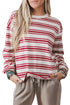 Striped Drop Shoulder Casual Pullover Long Sleeve Top