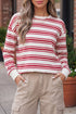 Striped Drop Shoulder Casual Pullover Long Sleeve Top