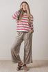 Striped Drop Shoulder Casual Pullover Long Sleeve Top