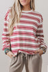 Striped Drop Shoulder Casual Pullover Long Sleeve Top
