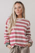Striped Drop Shoulder Casual Pullover Long Sleeve Top